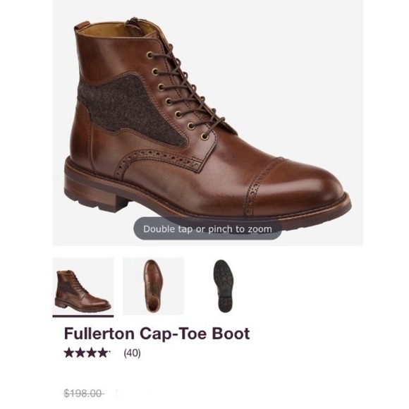 Johnston & Murphy Fullerton Leather Cap Toe Lace Up Boots Size 9 Brogue EUC - Picture 2 of 11